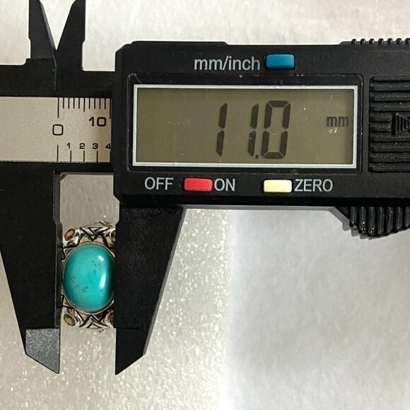 Sterling Silver 925 Thailand Turquoise Multi Gemstone Dome Statement Ring 7.75 - Picture 15 of 16